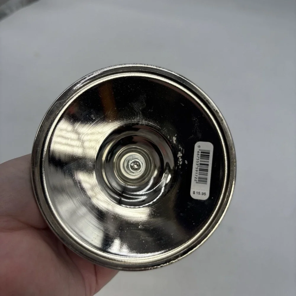 Bath & Body Works Vine Leaf Pattern Silver 3-Wick Pedestal Candle Holder